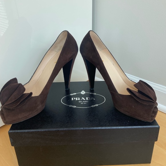 Prada Brown Suede Shoes size 40 - Picture 10 of 14